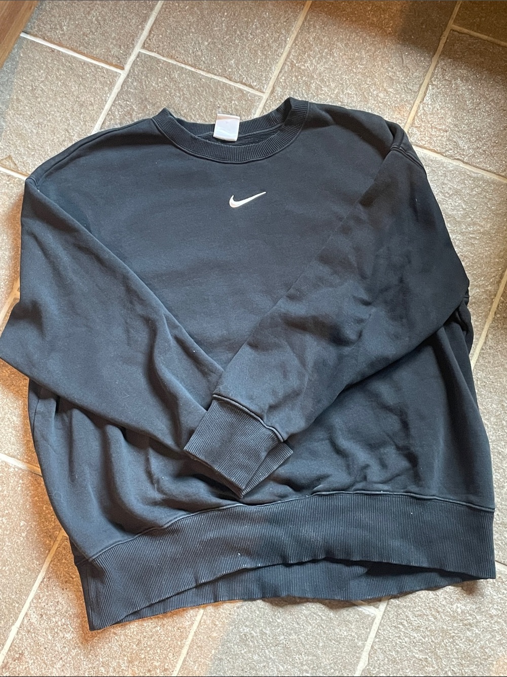 Nike Black Crew Sweatshirt with White Swoosh